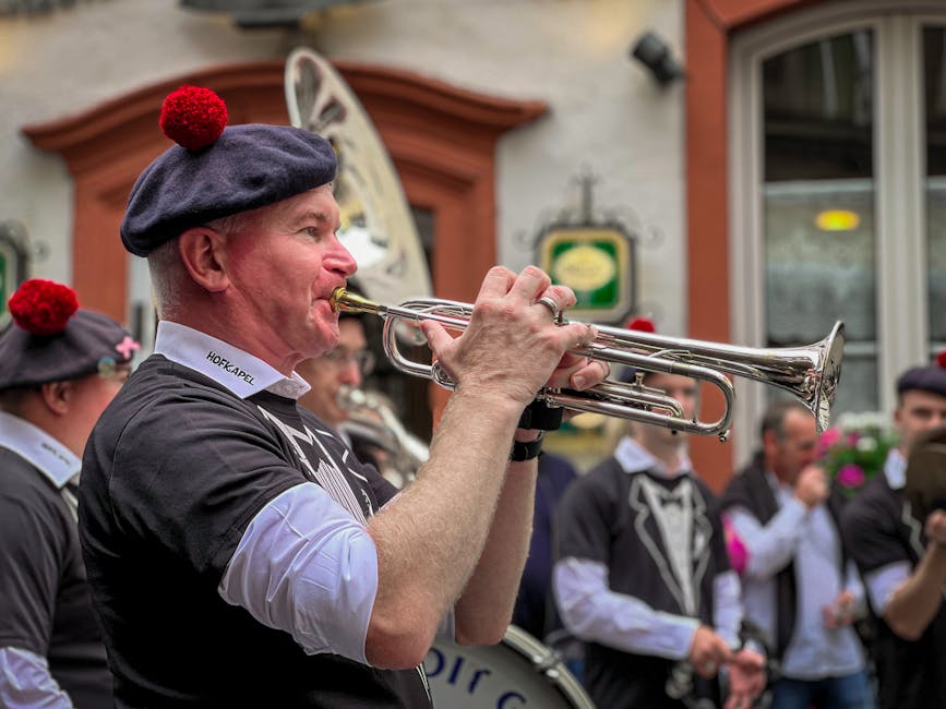 Band members gathering before a public performance.
